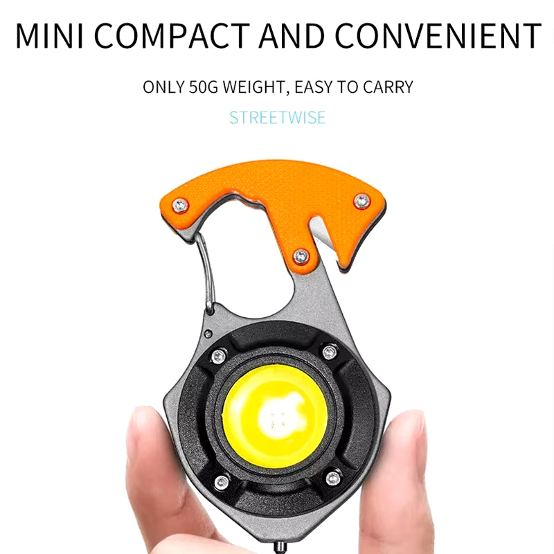 Compact USB Rechargeable LED Flashlight - Versatile Mini COB Keychain Work Light for Camping and Outdoor Adventures